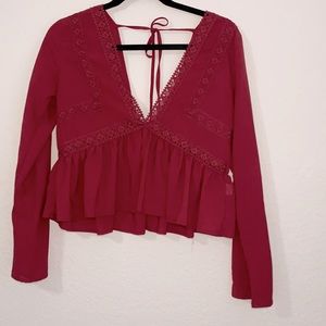 Shein burgundy backless peplum top. Size small.